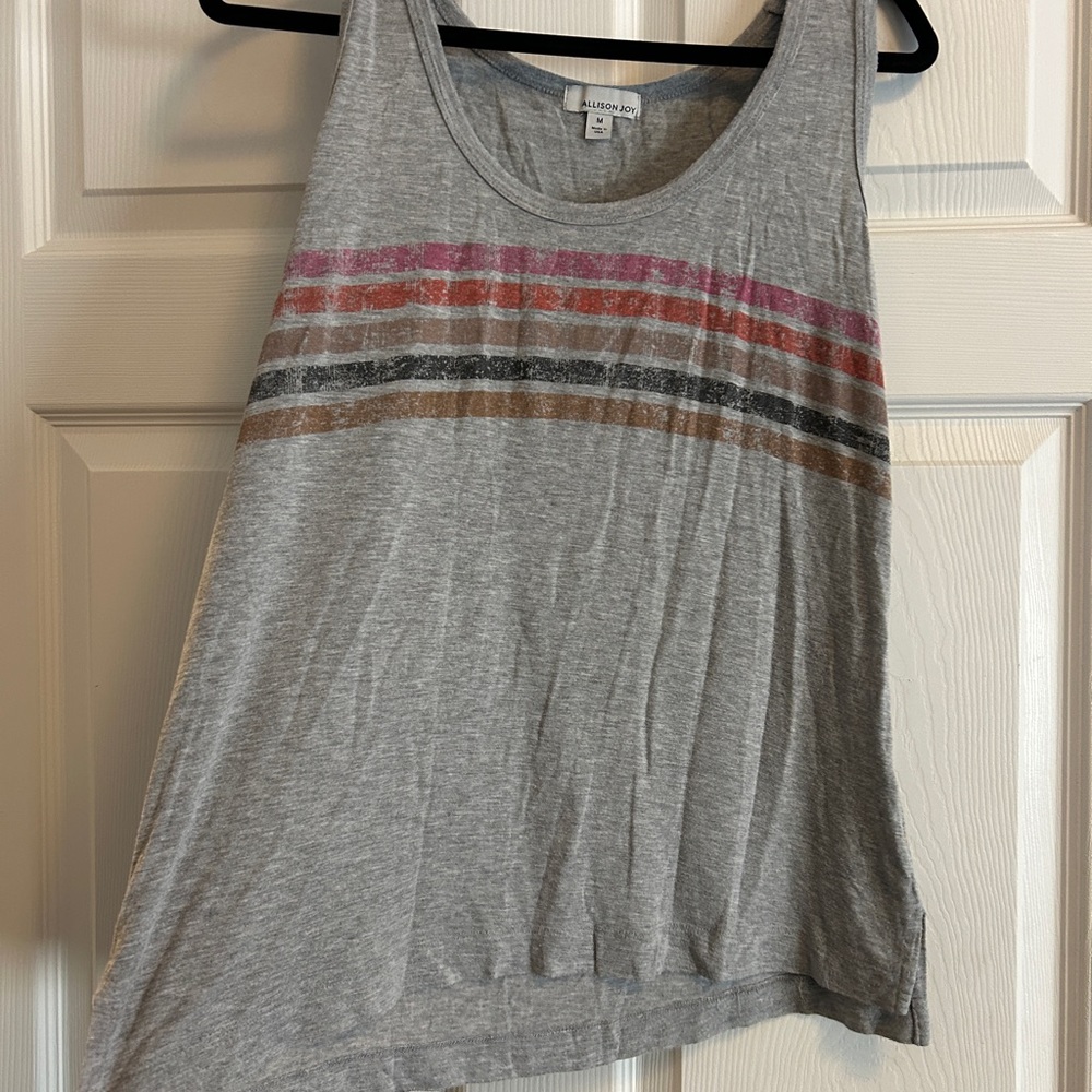 Allison Joy Gray Tank Top with Multicolor Stripes